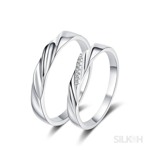 Simple Band Moissanite Promise Ring for Couple Liv